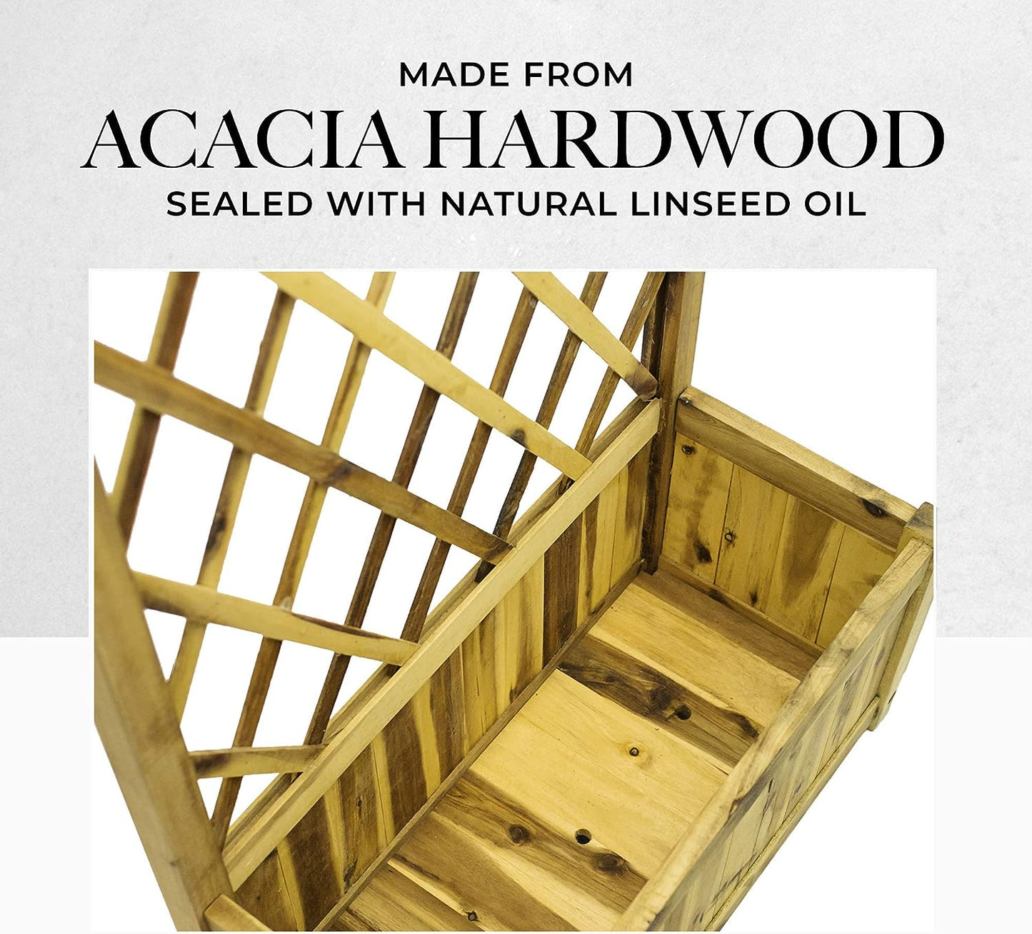 Acacia Wood Trellis Planter 24" x 46"