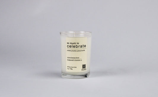 Coconut Beeswax Blend Indoor Candle I “So Much to Celebrate” Scent I White Glass 7 oz
