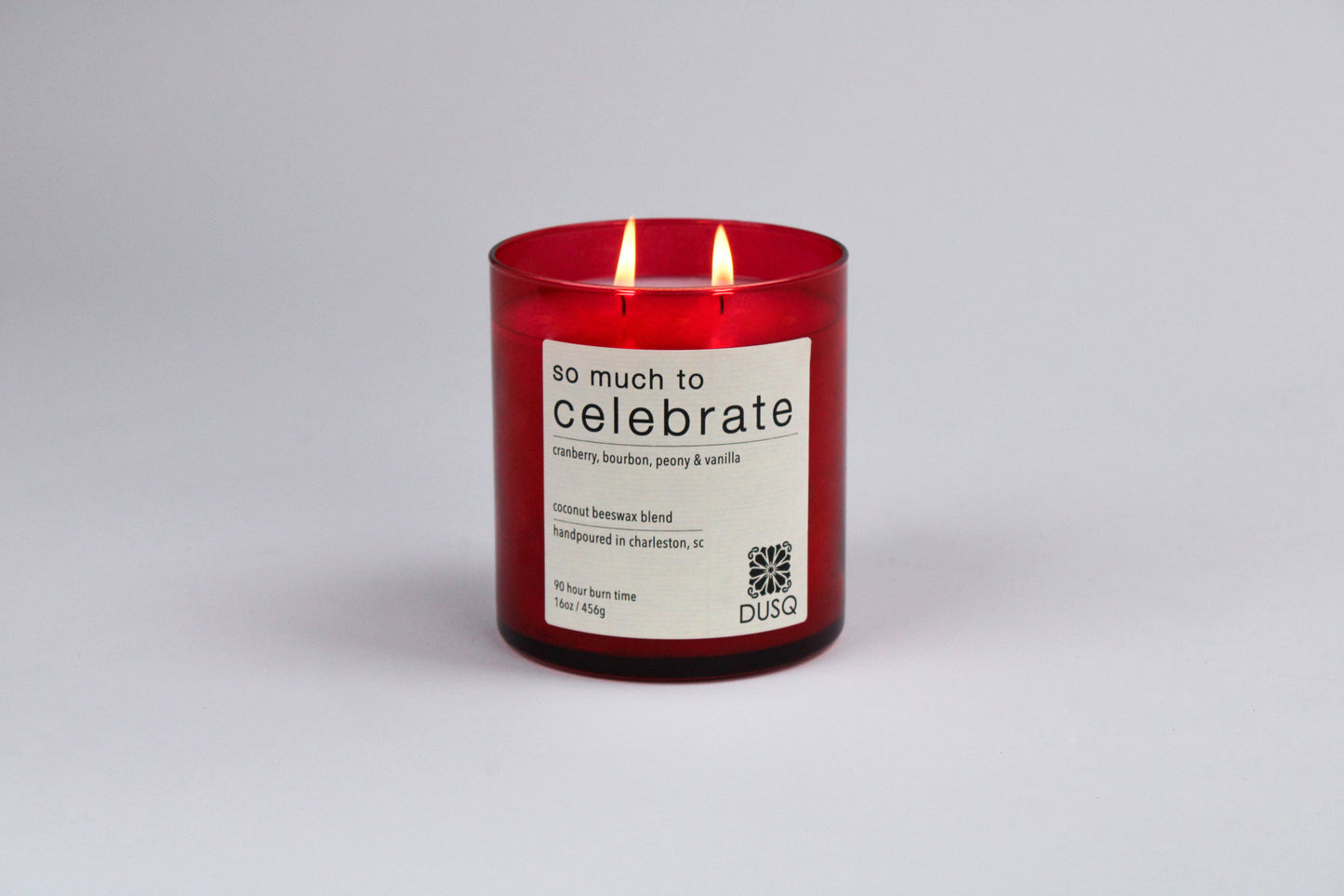 Coconut Beeswax Blend Indoor Candle I “So Much to Celebrate” Scent I Red Glass Candle 16oz
