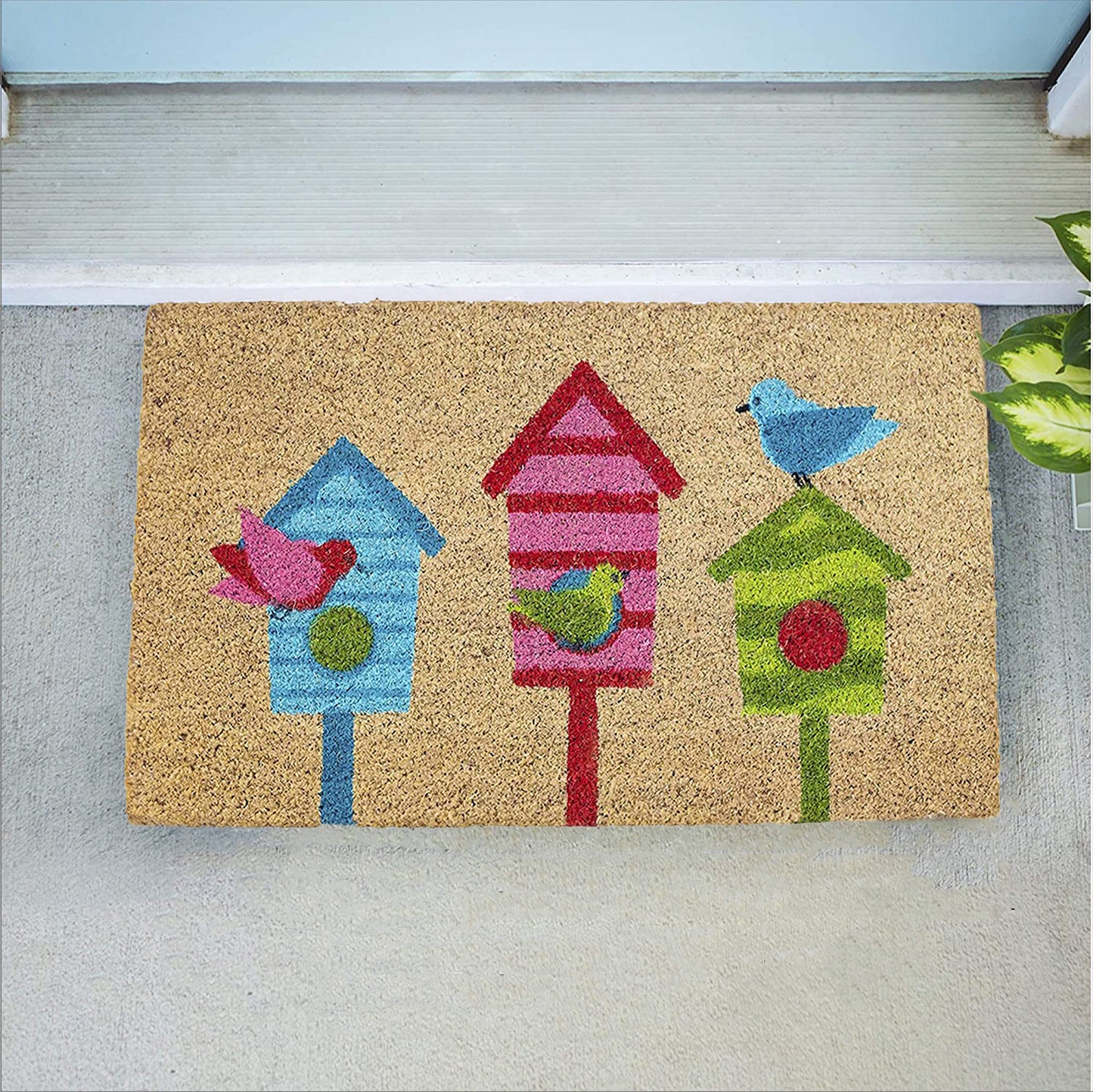 Avera Products Trio of Brids and Birdhouses Spring Doormat