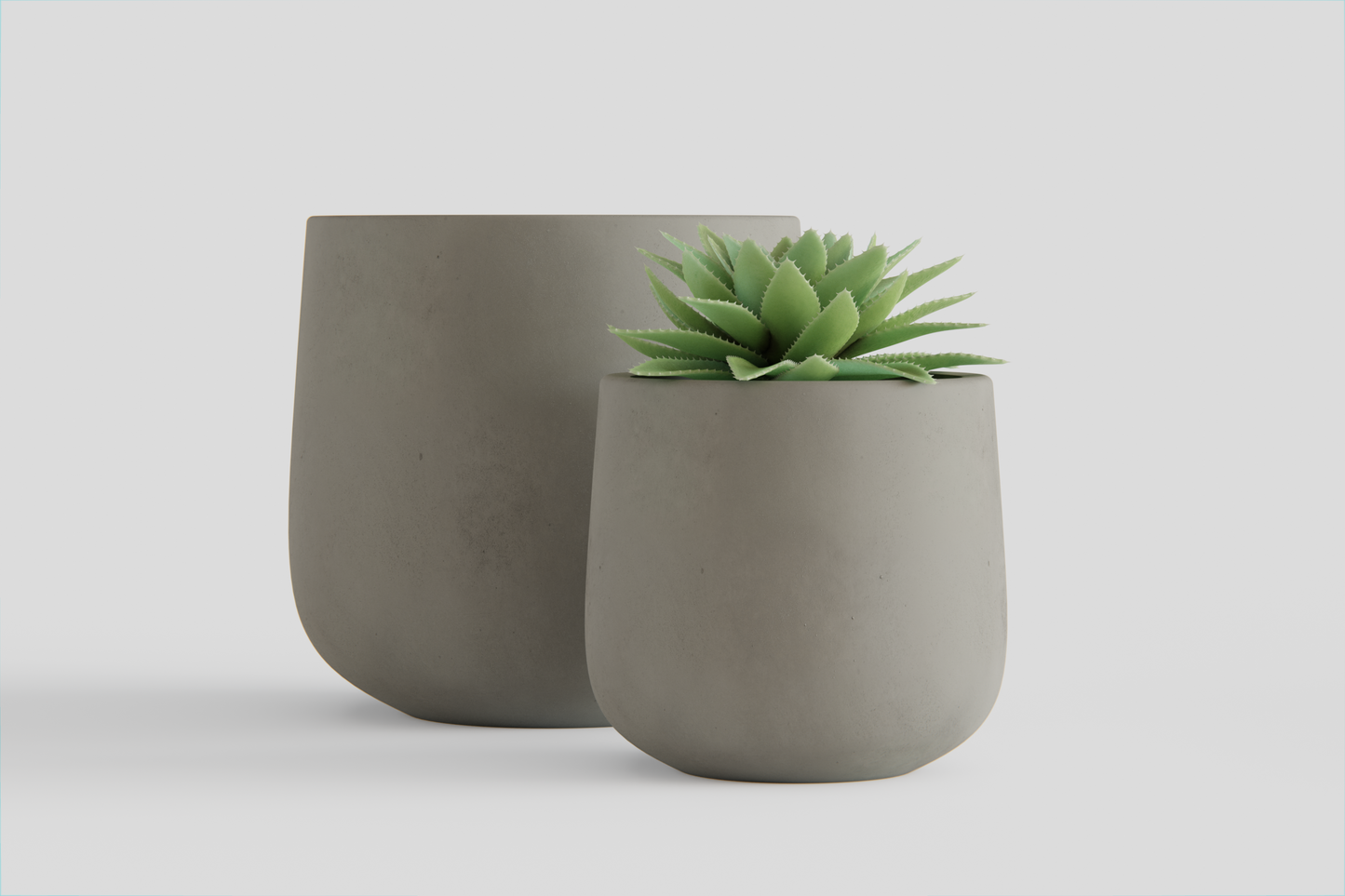 Avera Stone Cement Century Planter Set of 2 (4" & 6") - Natural - Made in the USA