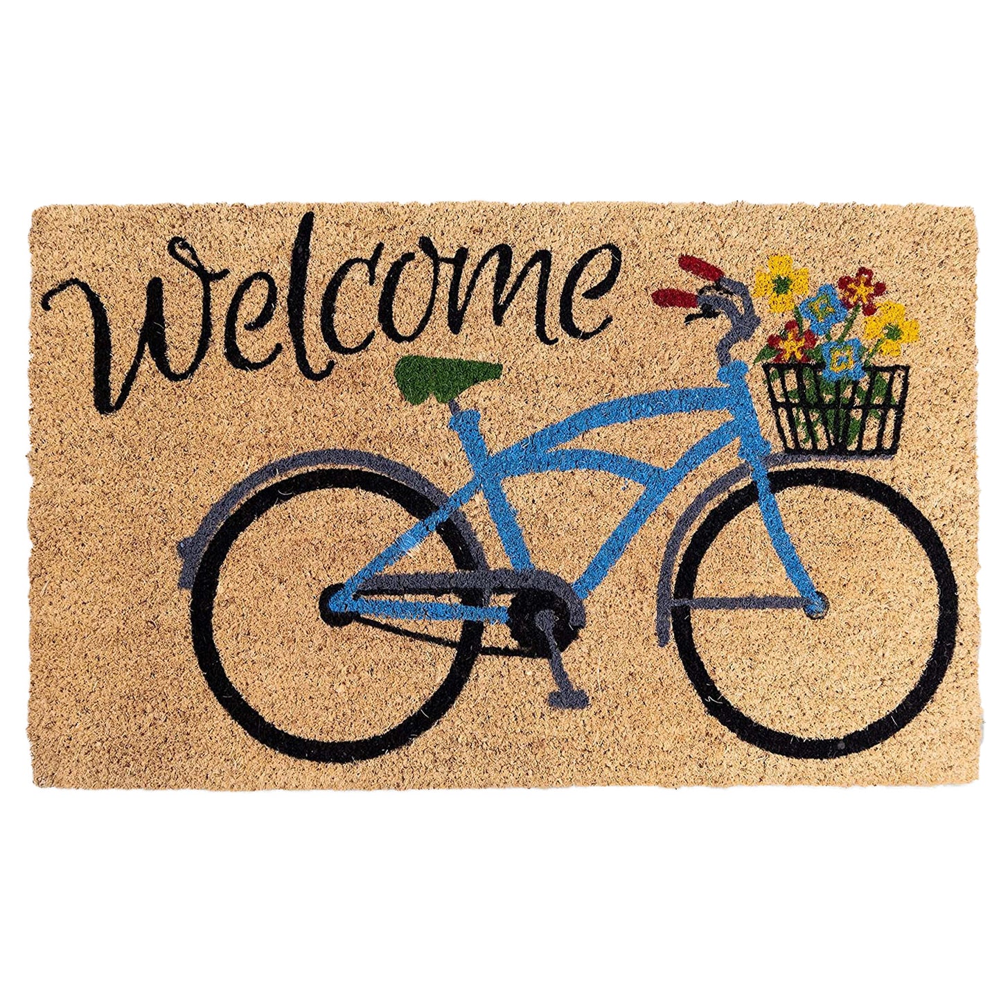 Avera Products "Welcome" Bike with Flowers Coir Doormat