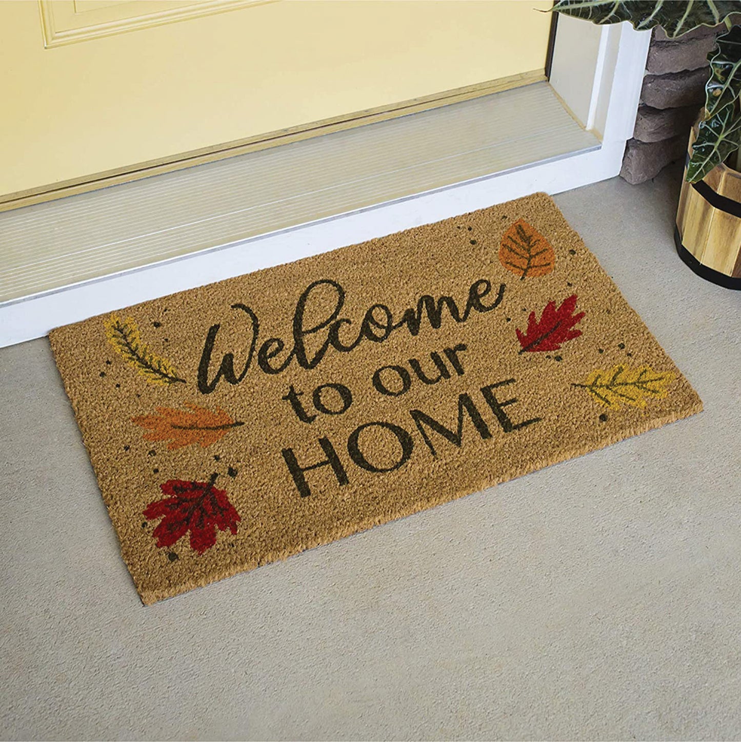 Avera Products "Welcome to our Home" Fall Leaves Fun Colorful Doormat