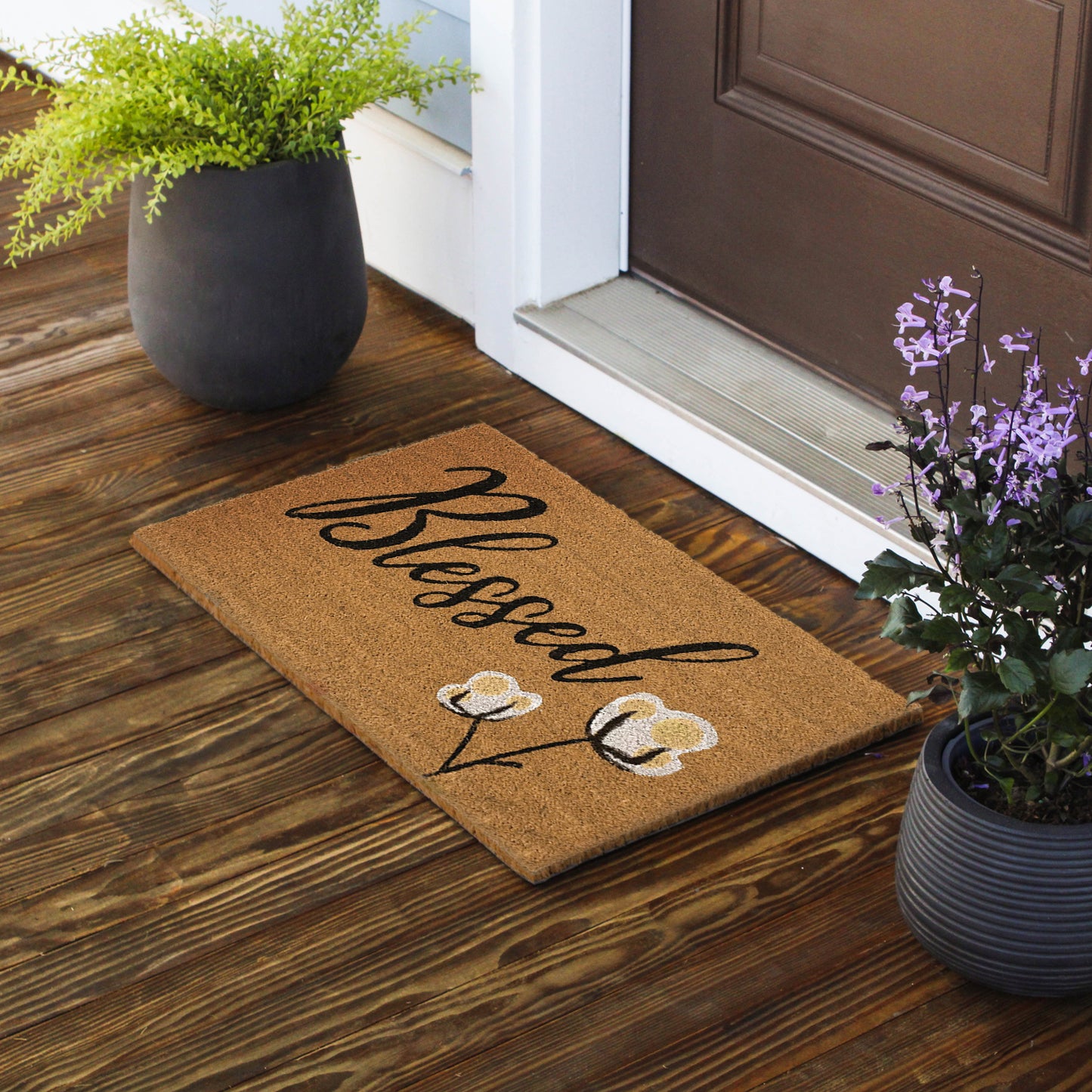 Avera Products "Blessed" Cotton Bloom Coir Mat