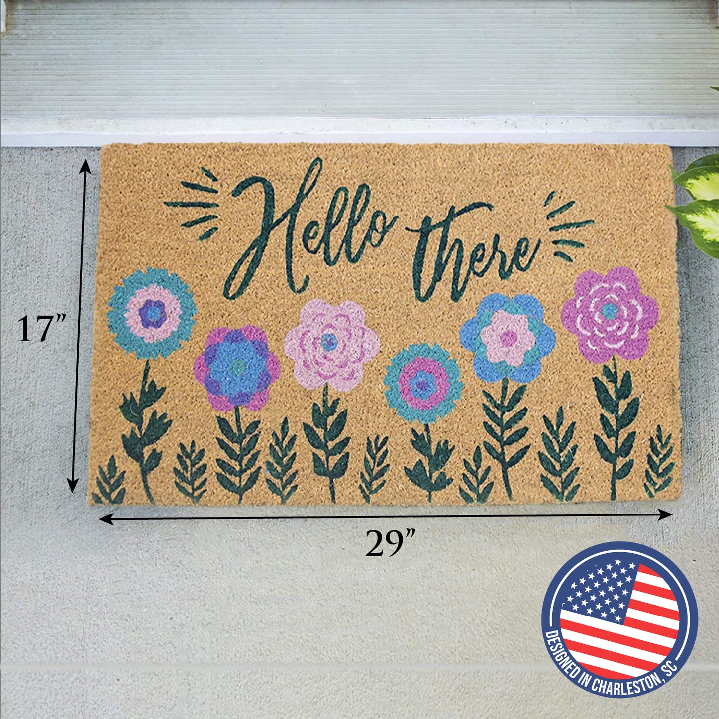 Avera Products "Hello There" Summer Spring Flowers Doormat