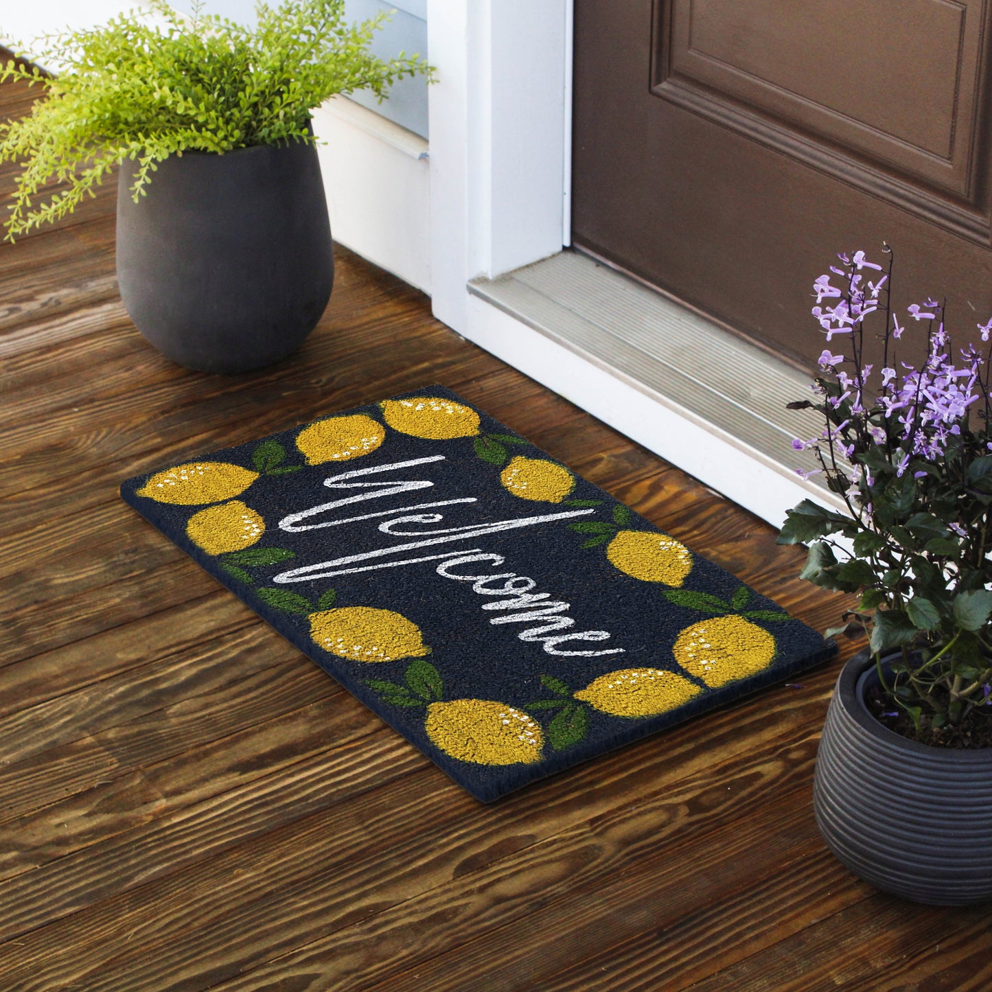 Avera Products "Welcome" Lemons Spring Summer Blue Doormat