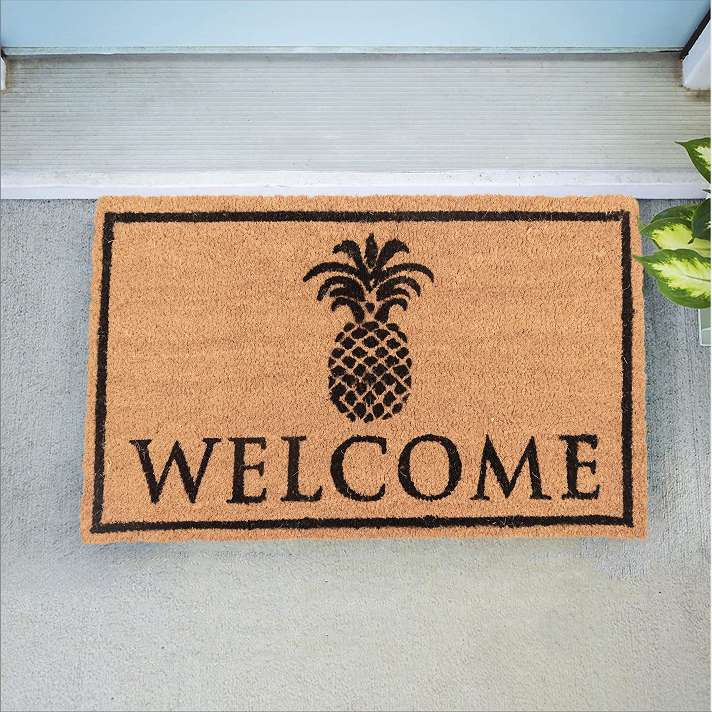 Avera Products | Classic Pineapple Welcome Mat, Natural Coir Fiber Doormat, Anti