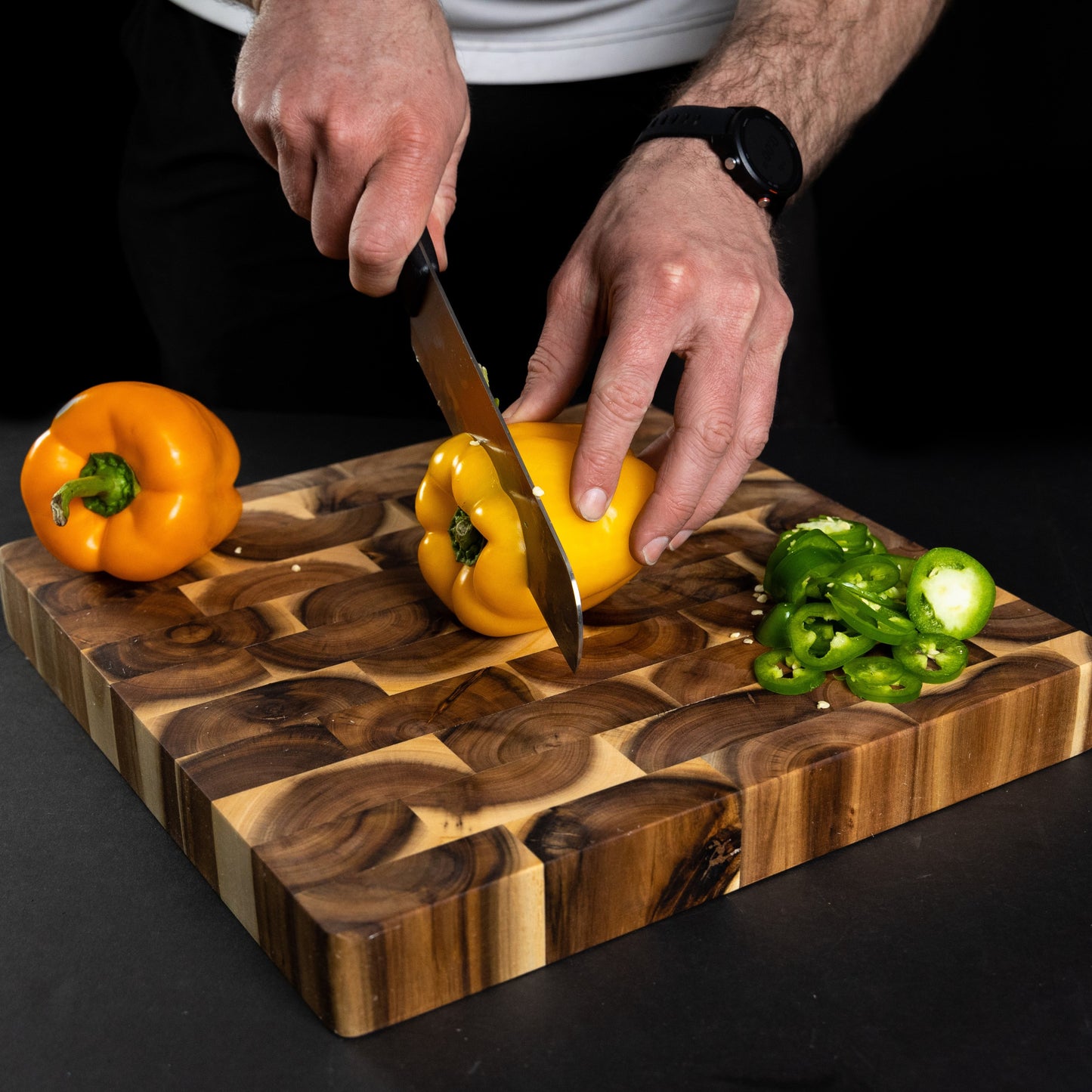 Square Wooden Cutting Board Prep Station 13.6"