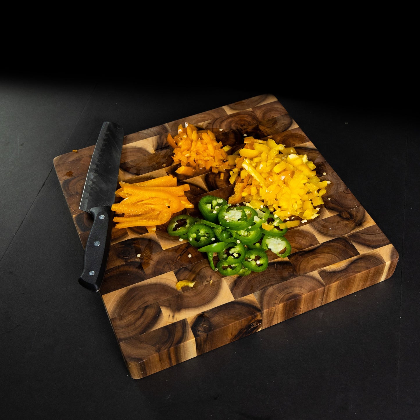 Square Wooden Cutting Board Prep Station 13.6"